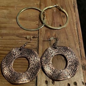 Gold Hoop Earrings and Bronze Earrings